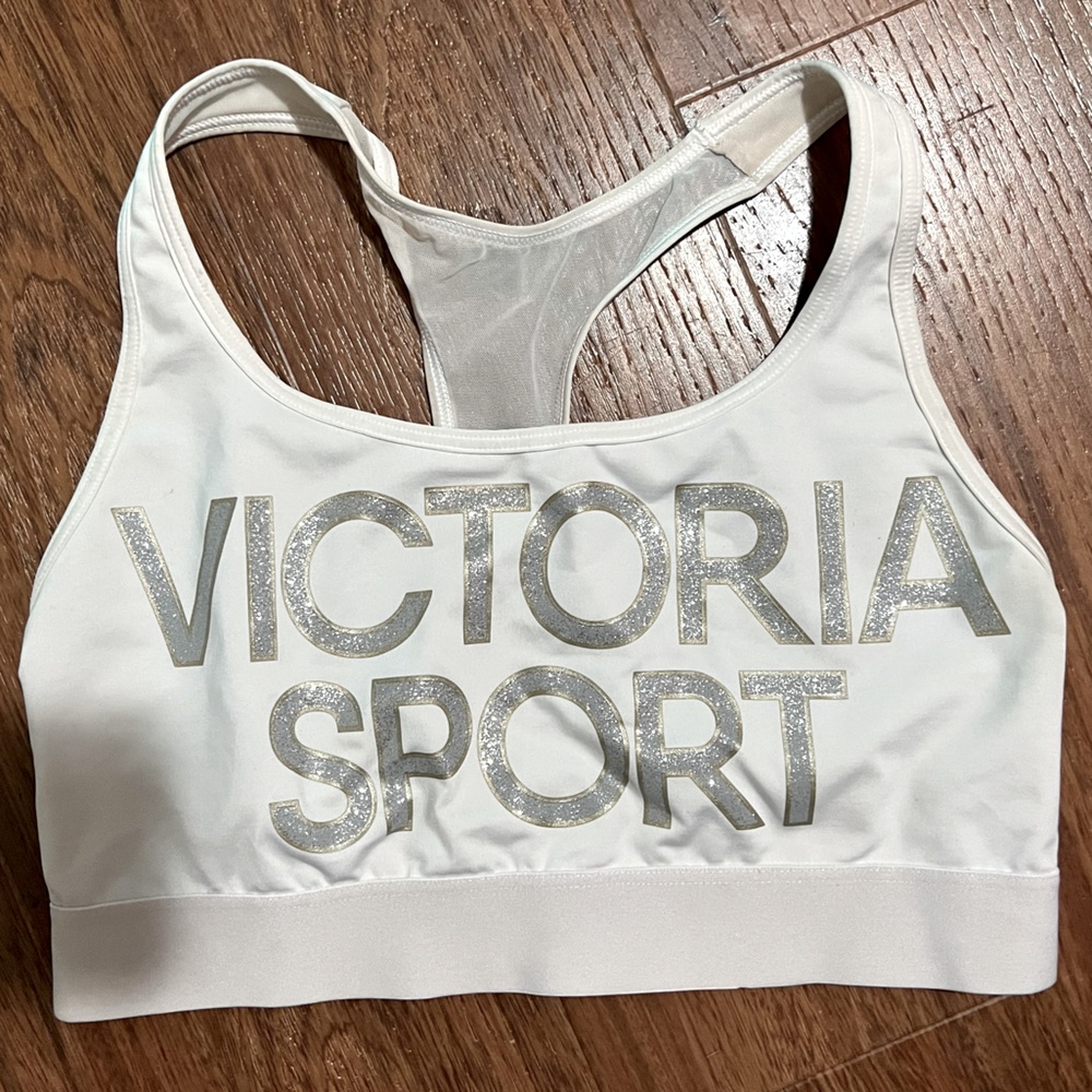 Victoria’s Secret Player Glitter Racerback Mesh Medium Support Sports Bra Size M
